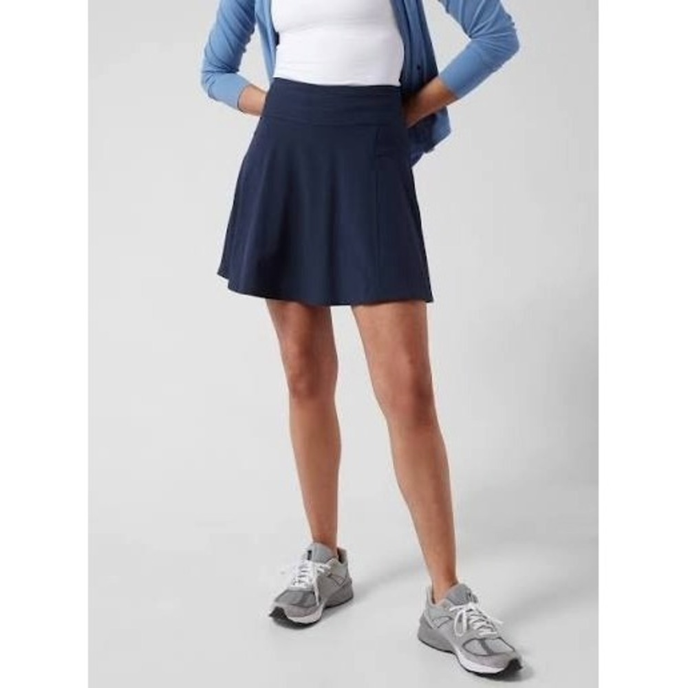 Athleta women 8 All Day skort skirt navy blue active athletic golf tennis